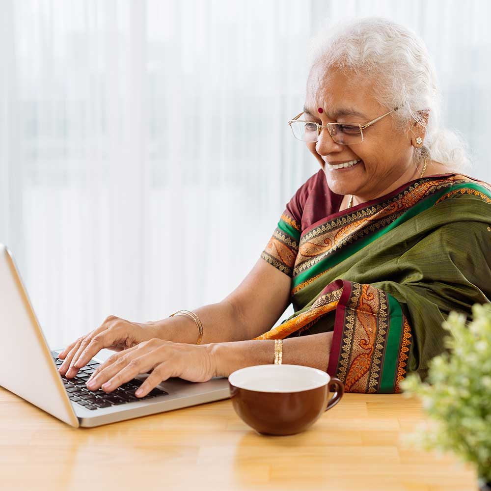 Lady using laptop
