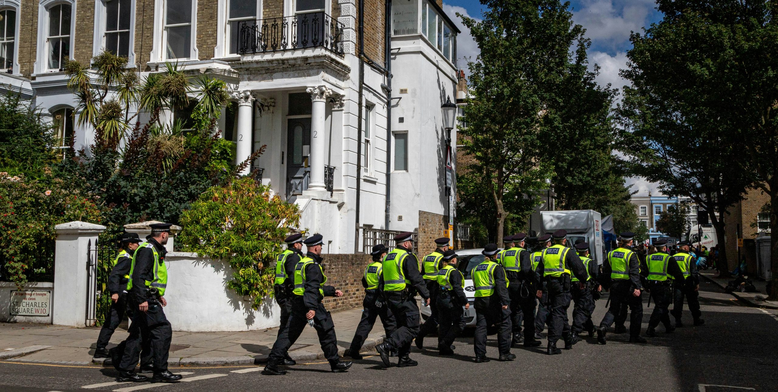 Large group of police officers