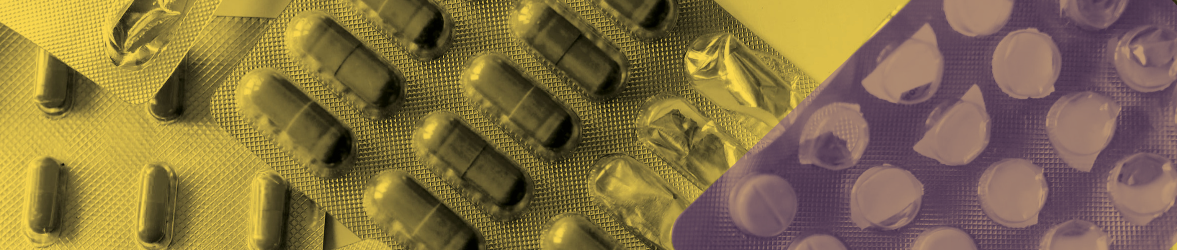 packets of tablets in yellow and purple